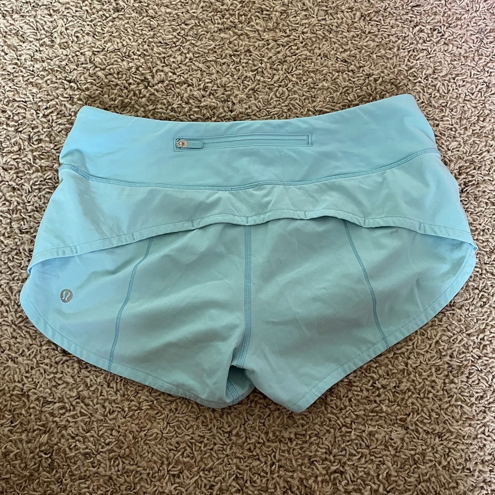 Light Blue Lululemon Speed Up Shorts 2.5”
